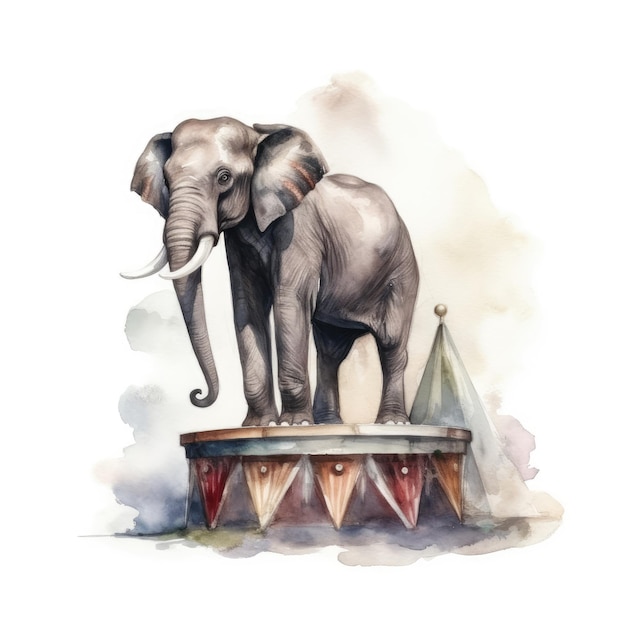 Aquarel olifant in het circus