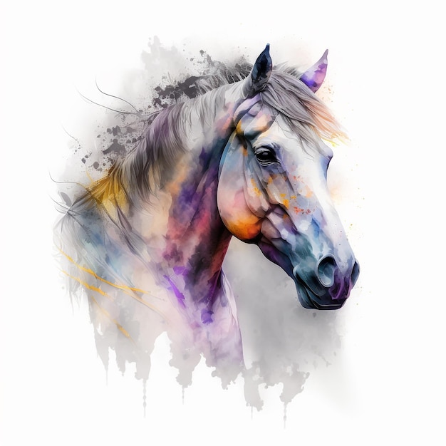 Aquarel paard pastel kunst