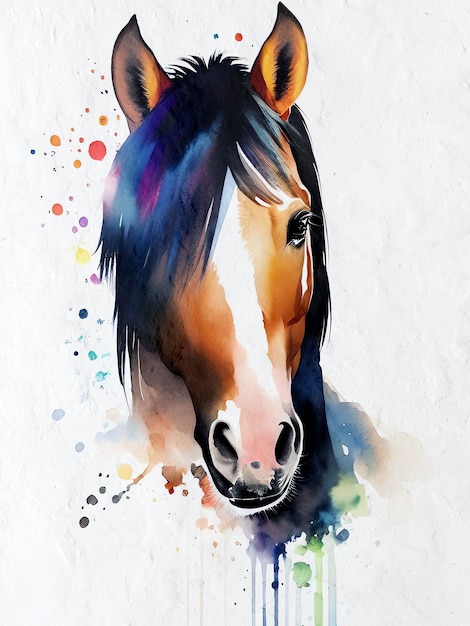 Aquarel paard schilderij acryl illustratie