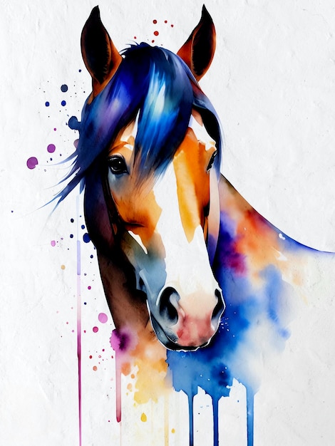 Foto aquarel paard schilderij acryl illustratie