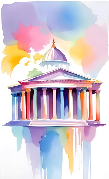 Aquarel parthenon illustratie