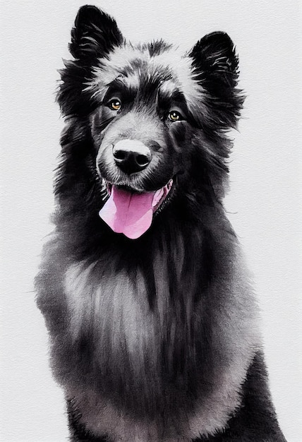 Aquarel portret van schattige Belgische herdershond hond