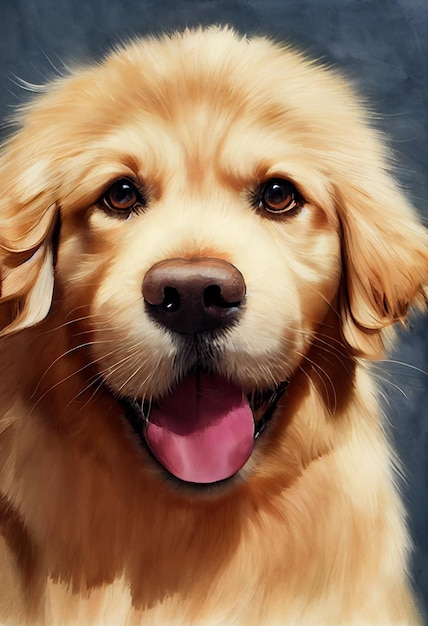 Aquarel portret van schattige Golden Retriever hond