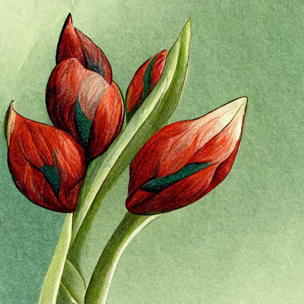 Aquarel rode tulp bloemen