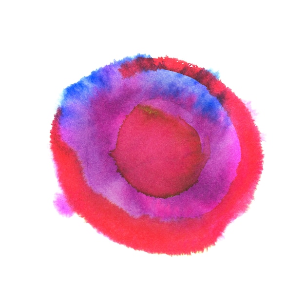 Aquarel ronde vlek in blauwe en roze kleuren