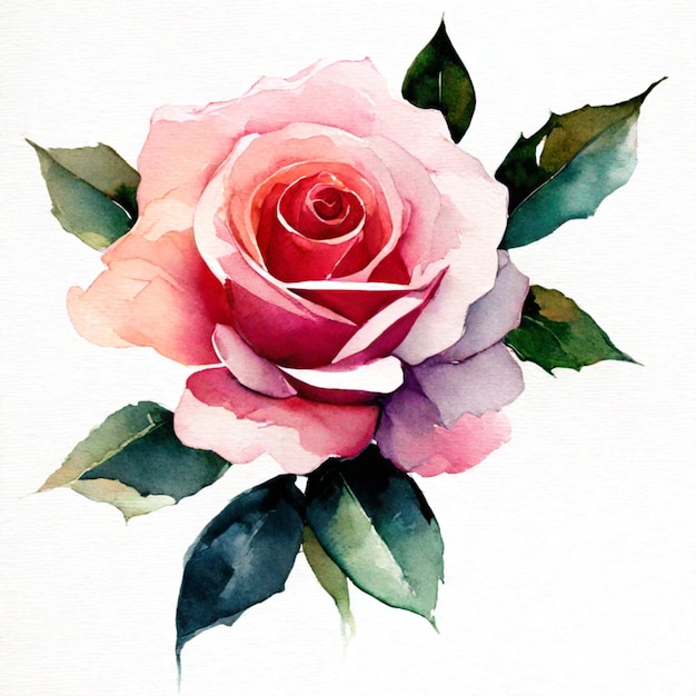 Foto aquarel roos bloem illustratie generatieve ai