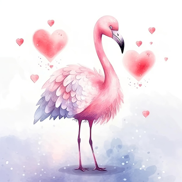 Aquarel roze Flamingo Illustratie AI GenerativexA