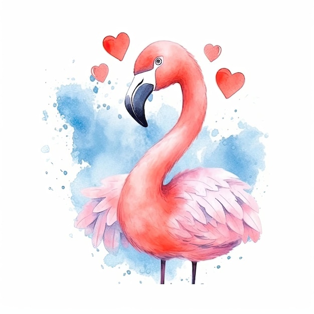 Aquarel roze Flamingo Illustratie AI GenerativexA