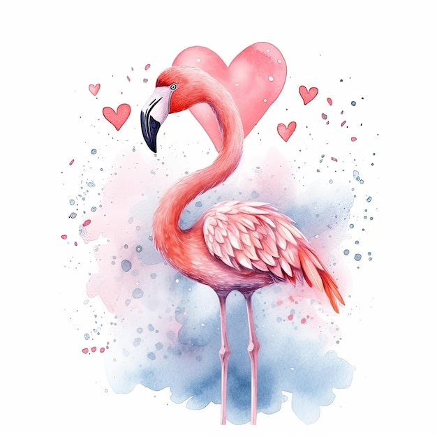 Aquarel roze Flamingo Illustratie AI GenerativexA