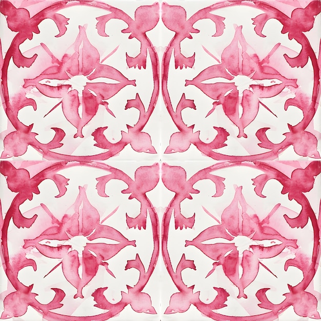 Aquarel roze naadloze tegels spaanse patroon tegels collectie ornamentele achtergrond