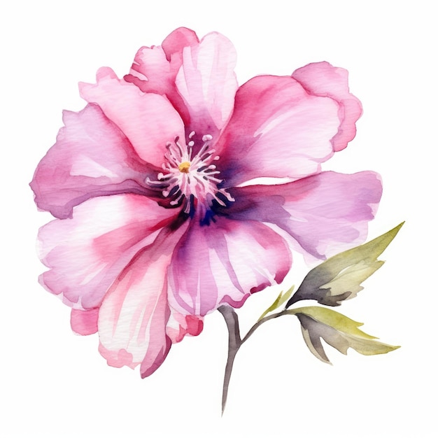 Aquarel roze zomerbloem Clipart generatieve AI