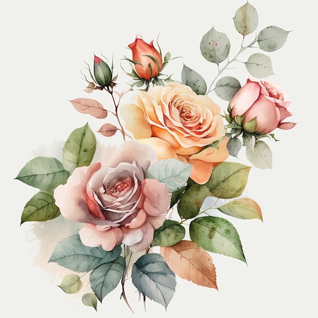 Aquarel rozen illustratie Huwelijksuitnodiging Botanische kunstdruk