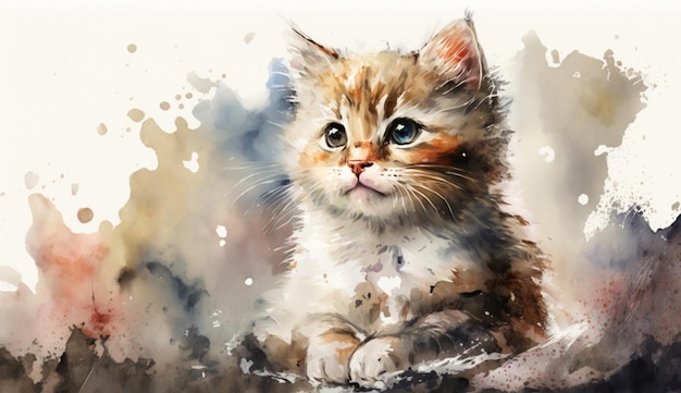 Aquarel schattig katje kat generatieve AI