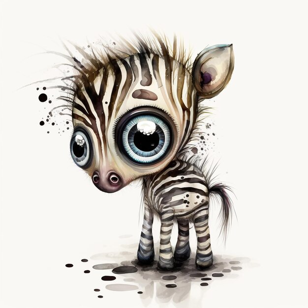 Foto aquarel schattige dieren chibi stijl grote ogen exotisch tropisch woud wildlife crazy abstract