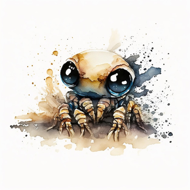 Aquarel Schattige Dieren Chibi Stijl Grote Ogen Exotisch Tropisch Woud Wildlife Crazy Abstract