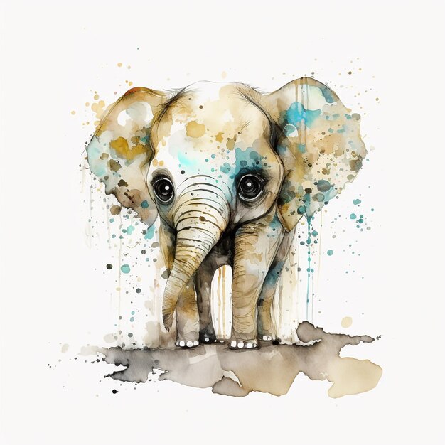 Aquarel Schattige Dieren Chibi Stijl Grote Ogen Exotisch Tropisch Woud Wildlife Crazy Abstract