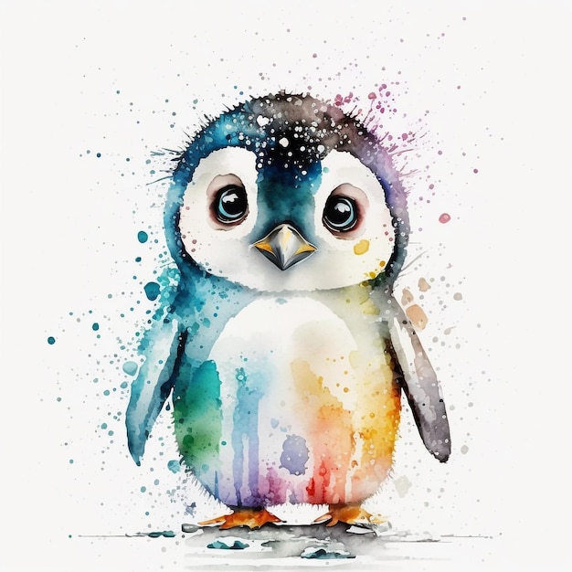 Aquarel Schattige Dieren Chibi Stijl Grote Ogen Exotisch Tropisch Woud Wildlife Crazy Abstract