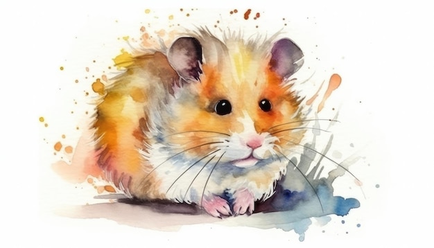 Aquarel schattige hamster witte achtergrond met generatieve ai