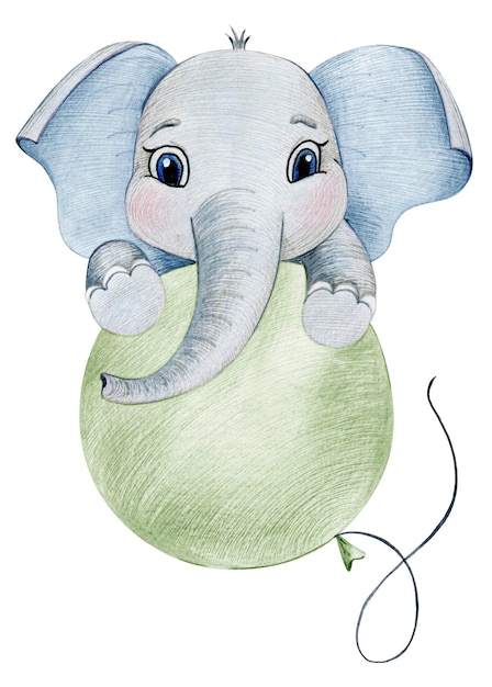 Foto aquarel schattige olifant voor jongen