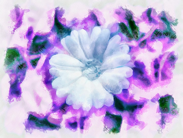 Aquarel schilderij bloeiende bloem Moderne digitale kunst imitatie van de hand beschilderd met aquarelverf