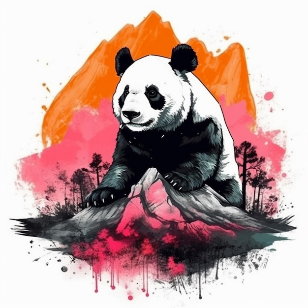 Foto aquarel schilderij over schattige panda