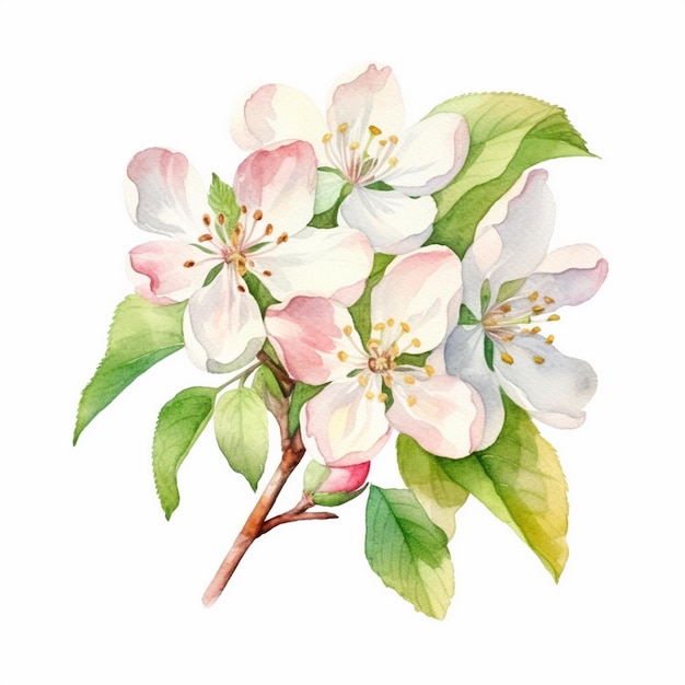 Foto aquarel schilderij van apple blossom