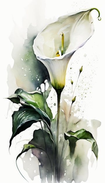 Aquarel schilderij van Calla lelie bloem