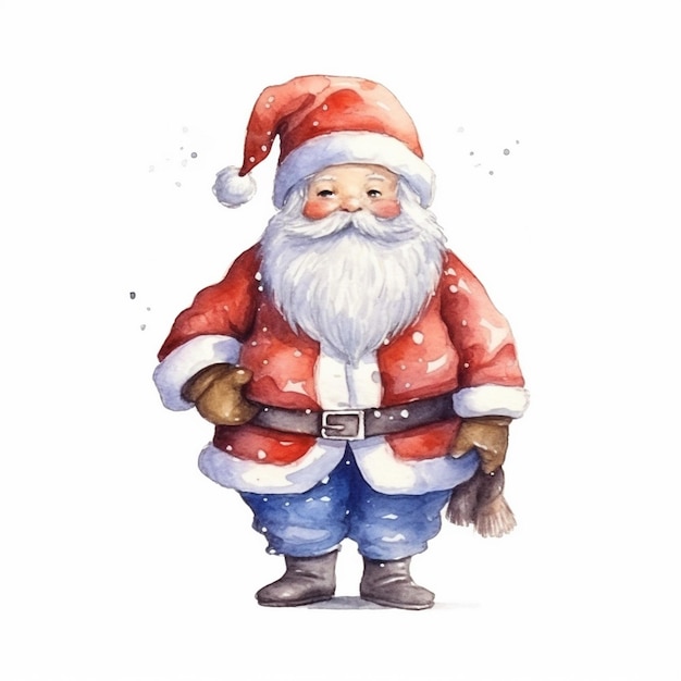 Aquarel schilderij van Chibi de kerstman