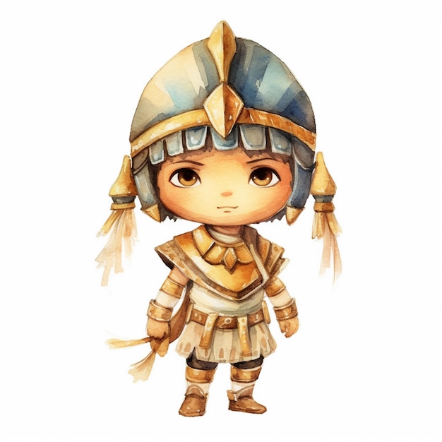 Aquarel schilderij van Chibi farao