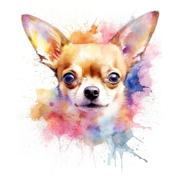 Aquarel schilderij van chihuahua hond