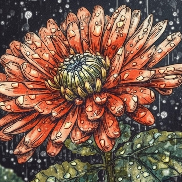 Aquarel schilderij van chrysanten