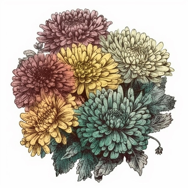 Aquarel schilderij van chrysanten