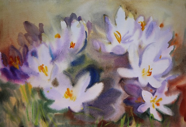 Aquarel schilderij van de sneeuwklokjes bloemen.