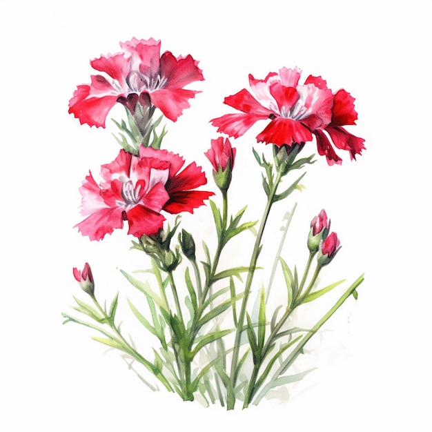 Aquarel schilderij van Dianthus caryophyllus