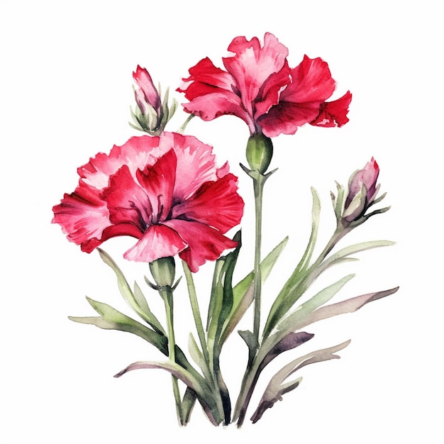 Aquarel schilderij van Dianthus caryophyllus