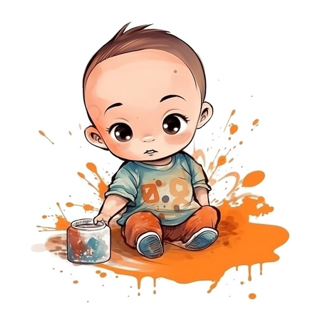 Aquarel schilderij van een baby