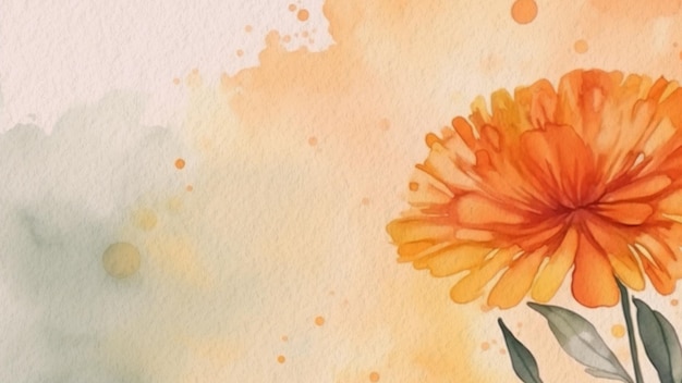 Aquarel schilderij van een bloem met oranje bloemblaadjes