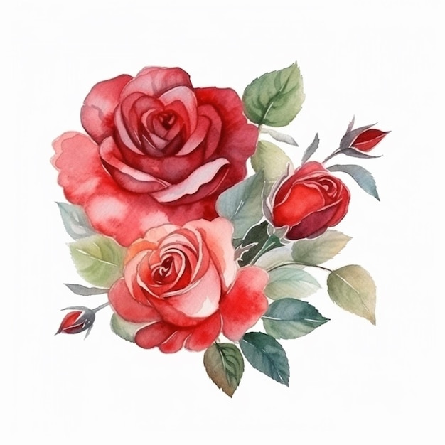 Aquarel schilderij van een boeket rozen