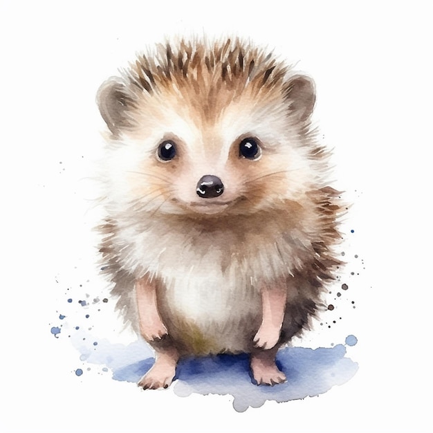 Aquarel schilderij van een egel