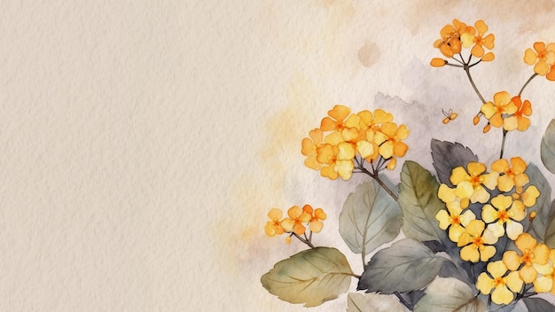 Aquarel schilderij van een gele bloemen op een witte achtergrond