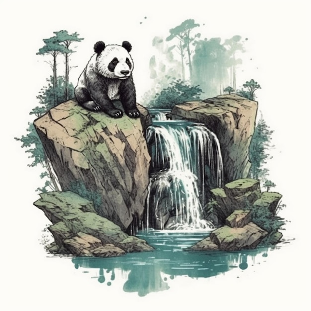 Aquarel schilderij van een grote panda
