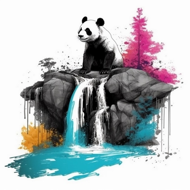 Aquarel schilderij van een grote panda