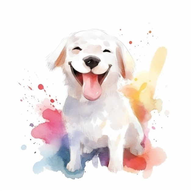 Aquarel schilderij van een hond genaamd golden retriever