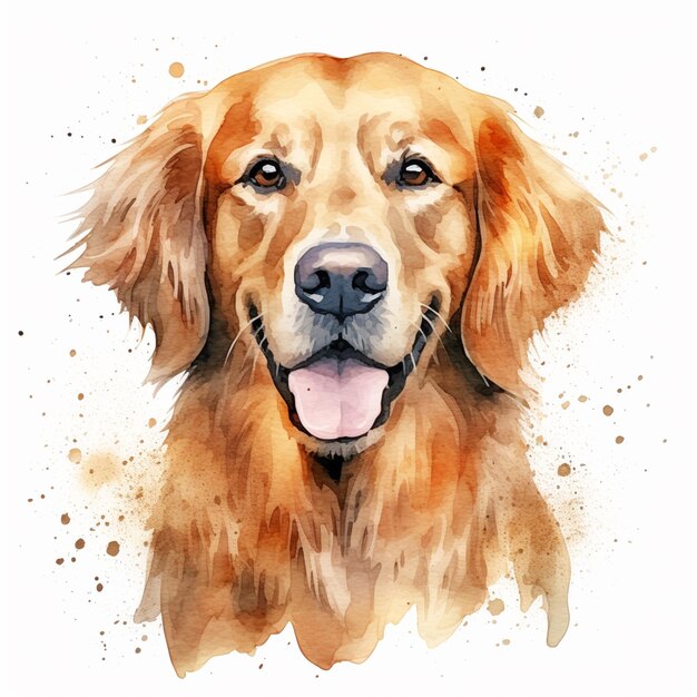 Aquarel schilderij van een hond met een roze tong.