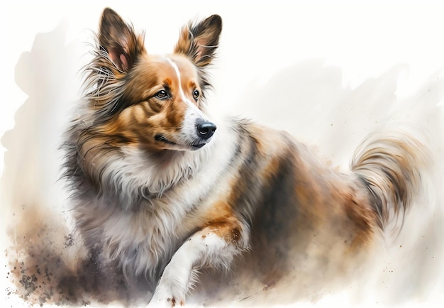 Aquarel schilderij van een hond