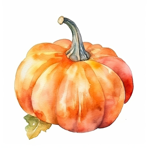 Aquarel schilderij van een pompoen