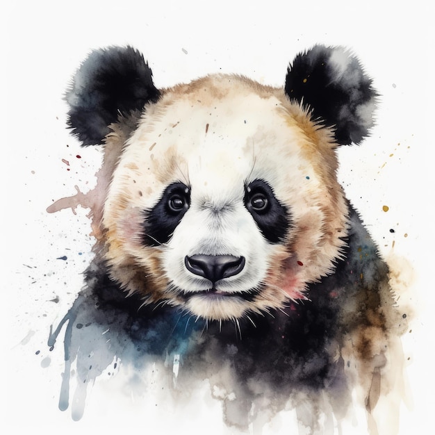 Aquarel schilderij van een schattige liefde panda Al gegenereerd