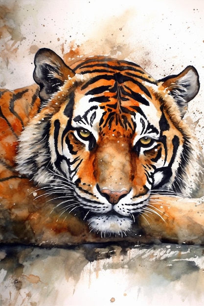 Aquarel schilderij van een tijger