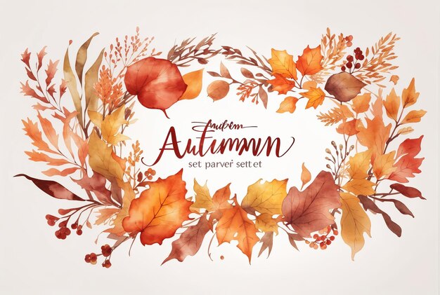 aquarel set vectorillustratie van herfst th