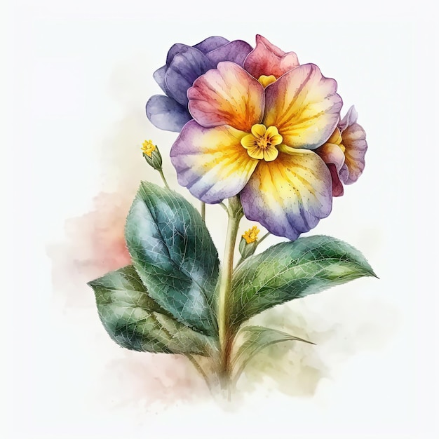 Aquarel sleutelbloem illustratie op witte achtergrond Bloem kunst uitnodiging achtergrond